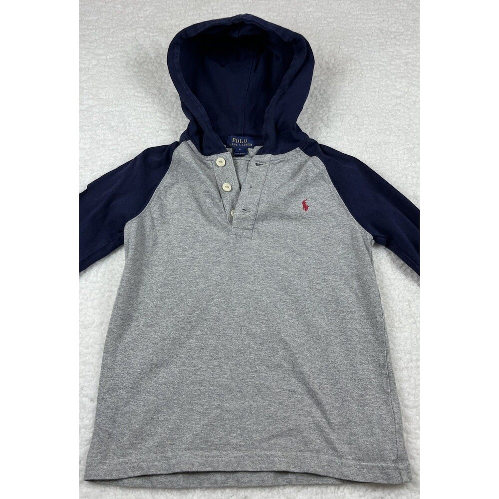 Polo Ralph Lauren Pullover Boys 6 Gray Pony Logo L/S Hoodie Preppy Casual USA